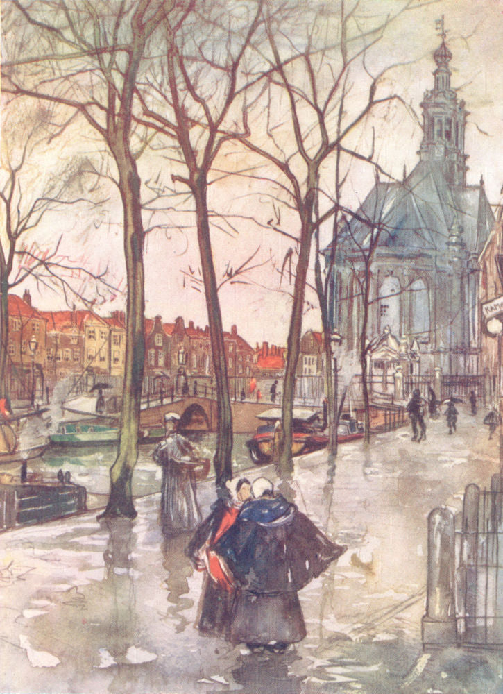 NETHERLANDS. Drenthe. Canal de Turfmarket, Hague 1904 old antique print